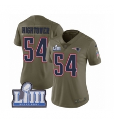 Women's Nike New England Patriots #54 Dont'a Hightower Limited Olive 2017 Salute to Service Super Bowl LIII Bound NFL Jersey