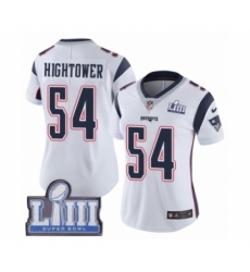 Women's Nike New England Patriots #54 Dont'a Hightower White Vapor Untouchable Limited Player Super Bowl LIII Bound NFL Jersey