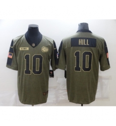 Men's Kansas City Chiefs #10 Tyreek Hill Nike Olive 2021 Salute To Service Limited Player Jersey