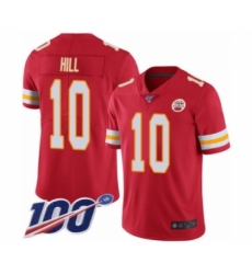 Men's Kansas City Chiefs #10 Tyreek Hill Red Team Color Vapor Untouchable Limited Player 100th Season Football Jersey