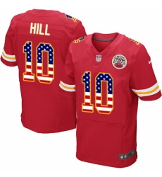 Men's Nike Kansas City Chiefs #10 Tyreek Hill Elite Red Home USA Flag Fashion NFL Jersey