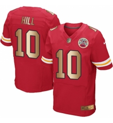Men's Nike Kansas City Chiefs #10 Tyreek Hill Elite Red/Gold Team Color NFL Jersey