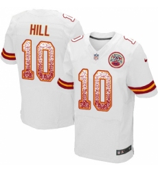 Men's Nike Kansas City Chiefs #10 Tyreek Hill Elite White Road Drift Fashion NFL Jersey