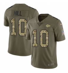 Men's Nike Kansas City Chiefs #10 Tyreek Hill Limited Olive/Camo 2017 Salute to Service NFL Jersey