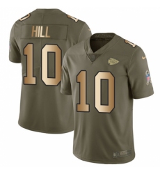 Men's Nike Kansas City Chiefs #10 Tyreek Hill Limited Olive/Gold 2017 Salute to Service NFL Jersey