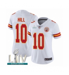 Women's Kansas City Chiefs #10 Tyreek Hill White Vapor Untouchable Limited Player Super Bowl LIV Bound Football Jersey