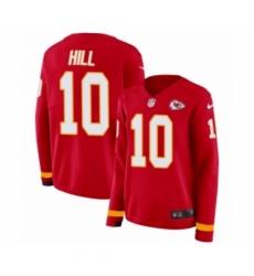Women's Nike Kansas City Chiefs #10 Tyreek Hill Limited Red Therma Long Sleeve NFL Jersey