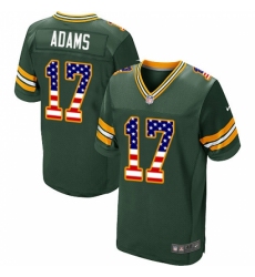 Men's Nike Green Bay Packers #17 Davante Adams Elite Green Home USA Flag Fashion NFL Jersey