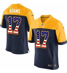 Men's Nike Green Bay Packers #17 Davante Adams Elite Navy Blue Alternate USA Flag Fashion NFL Jersey