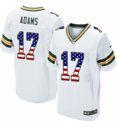 Men's Nike Green Bay Packers #17 Davante Adams Elite White Road USA Flag Fashion NFL Jersey