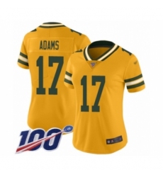Women's Green Bay Packers #17 Davante Adams Limited Gold Inverted Legend 100th Season Football Jersey