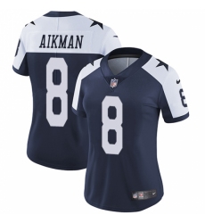 Women's Nike Dallas Cowboys #8 Troy Aikman Navy Blue Throwback Alternate Vapor Untouchable Limited Player NFL Jersey