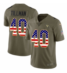 Men's Nike Arizona Cardinals #40 Pat Tillman Limited Olive/USA Flag 2017 Salute to Service NFL Jersey