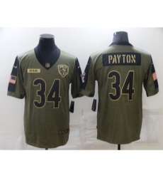 Men's Chicago Bears #34 Walter Payton Nike Olive 2021 Salute To Service Limited Player Jersey