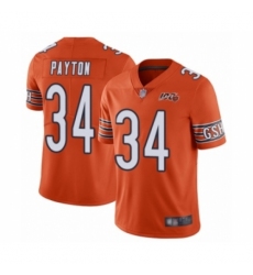 Men's Chicago Bears #34 Walter Payton Orange Alternate 100th Season Limited Football Jersey