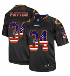 Men's Nike Chicago Bears #34 Walter Payton Elite Black USA Flag Fashion NFL Jersey