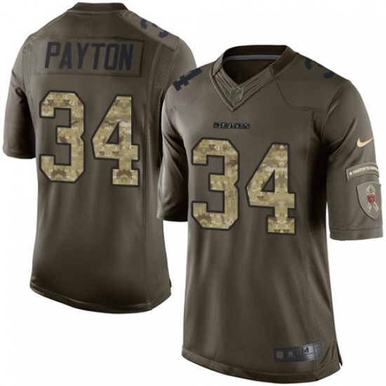 Men's Nike Chicago Bears #34 Walter Payton Elite Green Salute to Service NFL Jersey Men's Nike Chicago Bears #34 Walter Payton Elite Green Salute to Service NFL Jersey