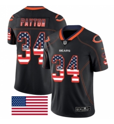 Men's Nike Chicago Bears #34 Walter Payton Limited Black Rush USA Flag NFL Jersey