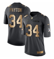 Men's Nike Chicago Bears #34 Walter Payton Limited Black/Gold Salute to Service NFL Jersey