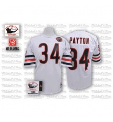 Mitchell and Ness Chicago Bears #34 Walter Payton White Big Number with Bear Patch Authentic Throwback NFL Jersey