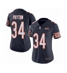 Women's Chicago Bears #34 Walter Payton Navy Blue Team Color 100th Season Limited Football Jersey
