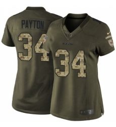 Women's Nike Chicago Bears #34 Walter Payton Elite Green Salute to Service NFL Jersey