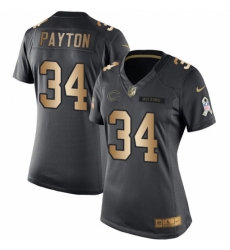 Women's Nike Chicago Bears #34 Walter Payton Limited Black/Gold Salute to Service NFL Jersey