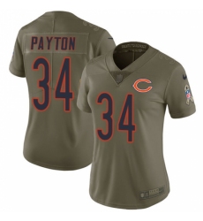 Women's Nike Chicago Bears #34 Walter Payton Limited Olive 2017 Salute to Service NFL Jersey