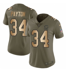 Women's Nike Chicago Bears #34 Walter Payton Limited Olive/Gold Salute to Service NFL Jersey