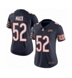 Women's Chicago Bears #52 Khalil Mack Navy Blue Team Color 100th Season Limited Football Jersey