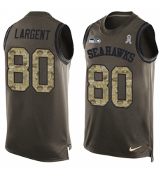 Men's Nike Seattle Seahawks #80 Steve Largent Limited Green Salute to Service Tank Top NFL Jersey