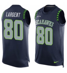Men's Nike Seattle Seahawks #80 Steve Largent Limited Steel Blue Player Name & Number Tank Top NFL Jersey