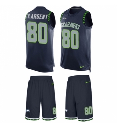 Men's Nike Seattle Seahawks #80 Steve Largent Limited Steel Blue Tank Top Suit NFL Jersey