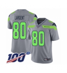 Men's Seattle Seahawks #80 Steve Largent Limited Silver Inverted Legend 100th Season Football Jersey