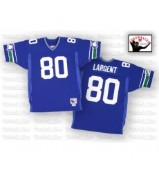 Mitchell And Ness Seattle Seahawks #80 Steve Largent Blue Authentic Throwback NFL Jersey