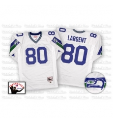 Mitchell And Ness Seattle Seahawks #80 Steve Largent White Authentic Throwback NFL Jersey