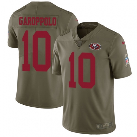 Men's Nike San Francisco 49ers #10 Jimmy Garoppolo Limited Olive 2017 Salute to Service NFL Jersey Men's Nike San Francisco 49ers #10 Jimmy Garoppolo Limited Olive 2017 Salute to Service NFL Jersey