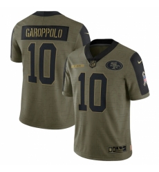 Men's San Francisco 49ers #10 Jimmy Garoppolo Nike Olive 2021 Salute To Service Limited Player Jersey