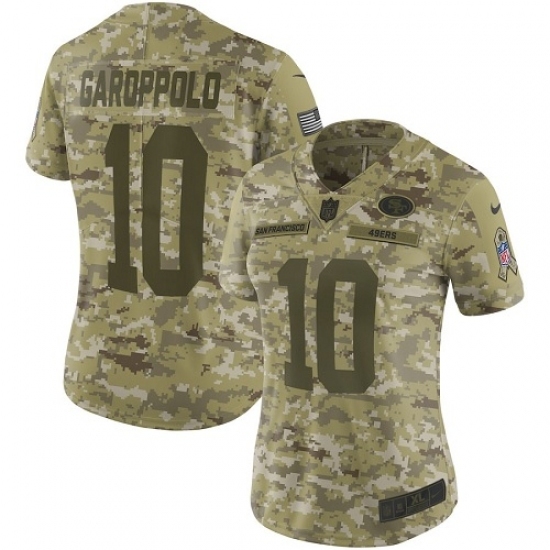 Women's Nike San Francisco 49ers #10 Jimmy Garoppolo Limited Camo 2018 Salute to Service NFL Jersey Women's Nike San Francisco 49ers #10 Jimmy Garoppolo Limited Camo 2018 Salute to Service NFL Jersey