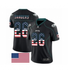 Men's Philadelphia Eagles #26 Miles Sanders Limited Black Rush USA Flag Football Jersey