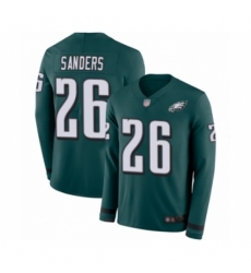 Men's Philadelphia Eagles #26 Miles Sanders Limited Green Therma Long Sleeve Football Jersey