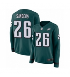 Women's Philadelphia Eagles #26 Miles Sanders Limited Green Therma Long Sleeve Football Jersey