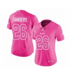 Women's Philadelphia Eagles #26 Miles Sanders Limited Pink Rush Fashion Football Jersey