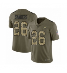 Youth Philadelphia Eagles #26 Miles Sanders Limited Olive Camo 2017 Salute to Service Football Jersey