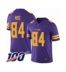 Men's Minnesota Vikings #84 Randy Moss Limited Purple Rush Vapor Untouchable 100th Season Football Jersey