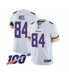 Men's Minnesota Vikings #84 Randy Moss White Vapor Untouchable Limited Player 100th Season Football Jersey