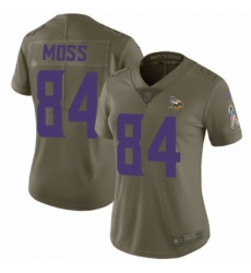 Women's Nike Minnesota Vikings #84 Randy Moss Limited Olive 2017 Salute to Service NFL Jersey