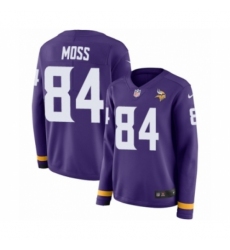 Women's Nike Minnesota Vikings #84 Randy Moss Limited Purple Therma Long Sleeve NFL Jersey