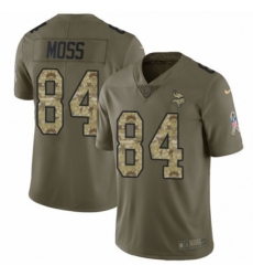 Youth Nike Minnesota Vikings #84 Randy Moss Limited Olive/Camo 2017 Salute to Service NFL Jersey