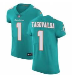 Men's Miami Dolphins #1 Tua Tagovailoa Aqua Green Team Color Stitched Vapor Untouchable Elite Jersey